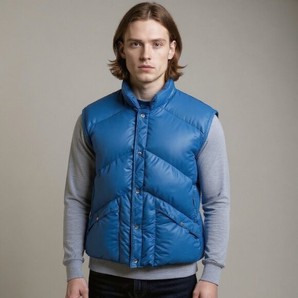 Vintage Colorado Comfort Goose Down Puffer Vest Jacket Snap Button Men Large - Picture 1 of 16